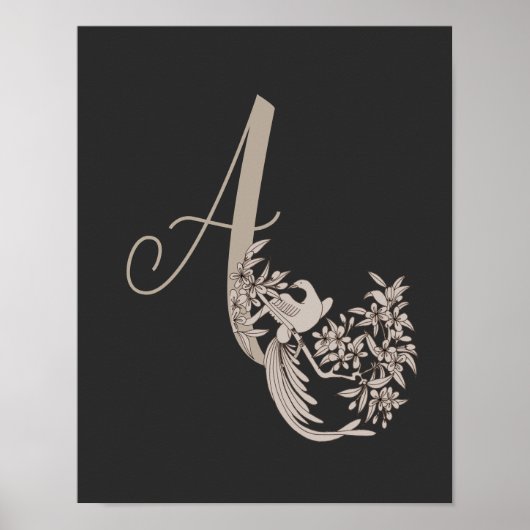 Dove Elegant Monogram Initiaal A  Poster (Voorkant)