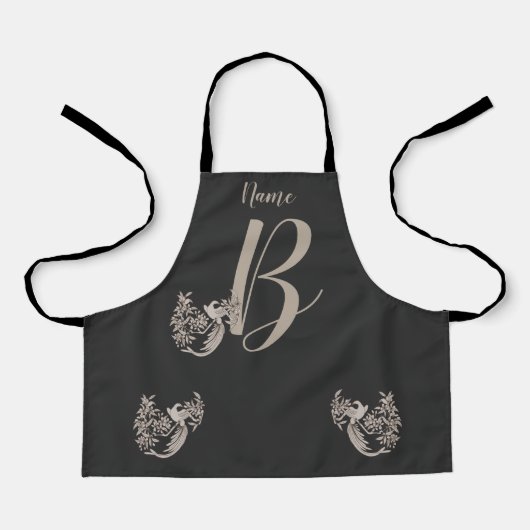 Dove Elegant Monogram Initiaal B Naam Apron Schort (Voorkant)