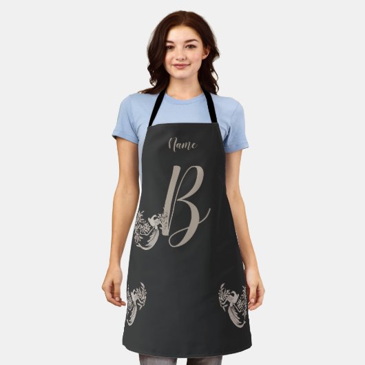 Dove Elegant Monogram Initiaal B Persoonlijk Schort (Gedragen)