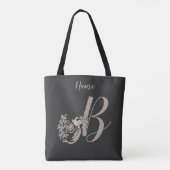 Dove Elegant Monogram Initiaal B Persoonlijk Tote Bag (Achterkant)