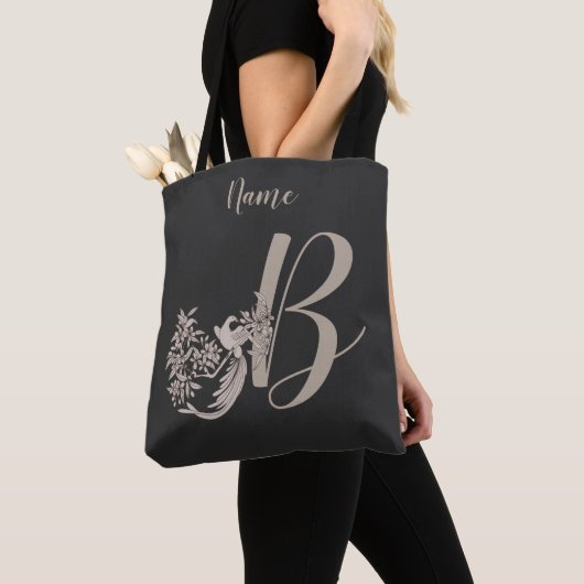 Dove Elegant Monogram Initiaal B Persoonlijk Tote Bag (Dichtbij)