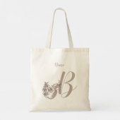 Dove Elegant Monogram Initiaal B Persoonlijk Tote Bag (Achterkant)