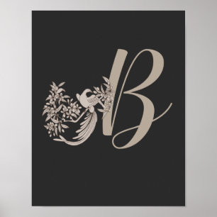 Dove Elegant Monogram Initiaal B  Poster