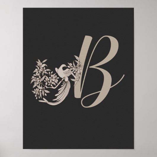 Dove Elegant Monogram Initiaal B  Poster (Voorkant)