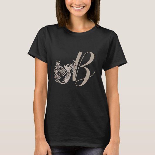 Dove Elegant Monogram Initiaal B T-shirt (Voorkant)