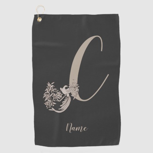 Dove Elegant Monogram Initiaal C Persoonlijk Golfhanddoek (Voorkant)