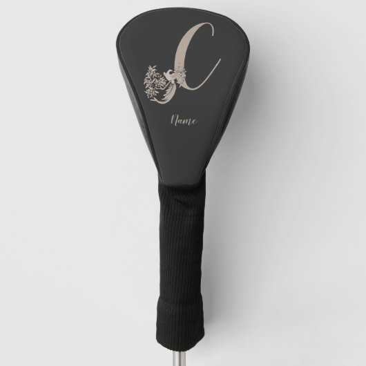 Dove Elegant Monogram Initiaal C Persoonlijk Golfheadcover (Voorkant)