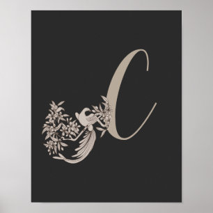 Dove Elegant Monogram Initiaal C  Poster