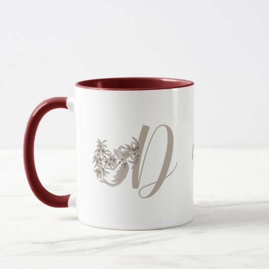 Dove Elegant Monogram Initiaal D Gepersonaliseerd Mok (Links)