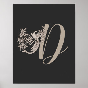 Dove Elegant Monogram Initiaal D   Poster