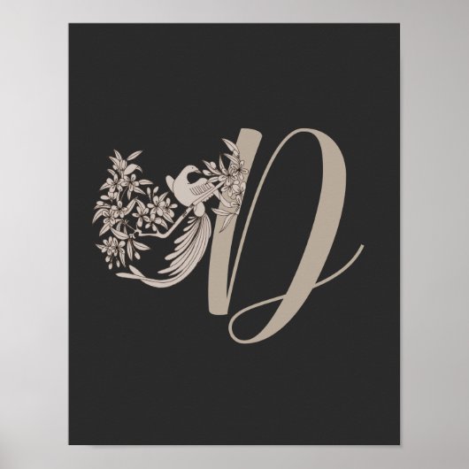 Dove Elegant Monogram Initiaal D Poster (Voorkant)