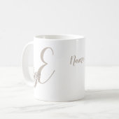 Dove Elegant Monogram Initiaal E Gepersonaliseerd Koffiemok (Voorkant links)