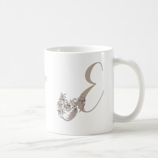Dove Elegant Monogram Initiaal E Gepersonaliseerd Koffiemok (Rechts)
