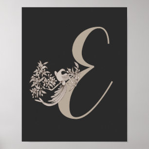 Dove Elegant Monogram Initiaal E   Poster