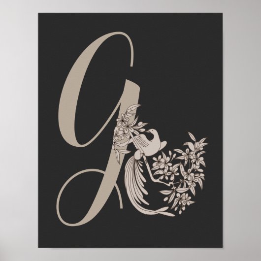Dove Elegant Monogram Initiaal G Gepersonaliseerd Poster (Voorkant)