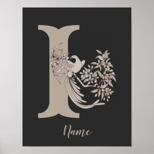 Dove Elegant Monogram Initiaal I Gepersonaliseerd Poster