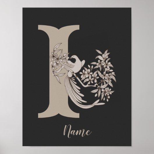 Dove Elegant Monogram Initiaal I Gepersonaliseerd Poster (Voorkant)
