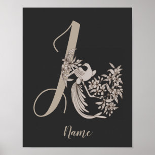 Dove Elegant Monogram Initiaal J Persoonlijk Poster
