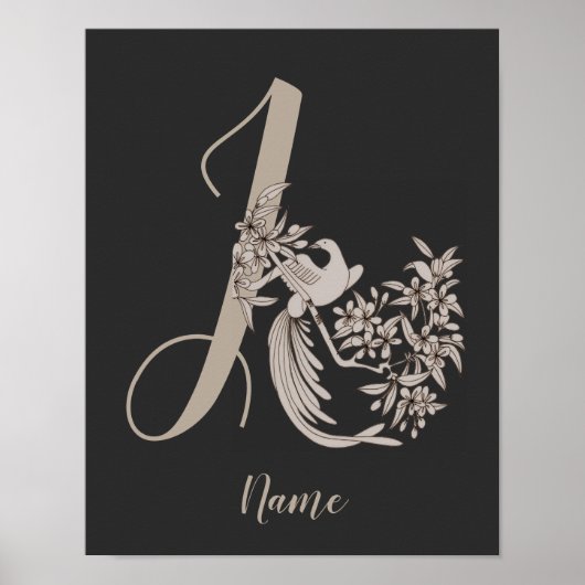 Dove Elegant Monogram Initiaal J Persoonlijk Poster (Voorkant)