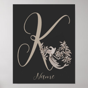 Dove Elegant Monogram Initiaal K Persoonlijk Poster