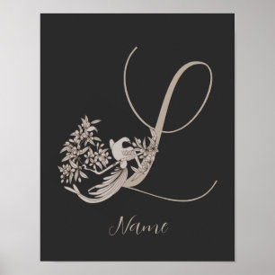 Dove Elegant Monogram Initiaal L Persoonlijk Poster