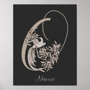 Dove Elegant Monogram Initiaal O Gepersonaliseerd Poster