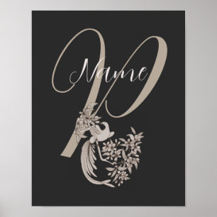 Dove Elegant Monogram Initiaal P Persoonlijk Poster