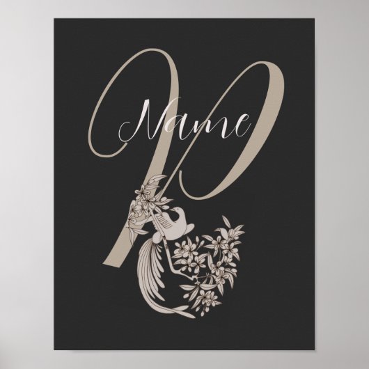 Dove Elegant Monogram Initiaal P Persoonlijk Poster (Voorkant)