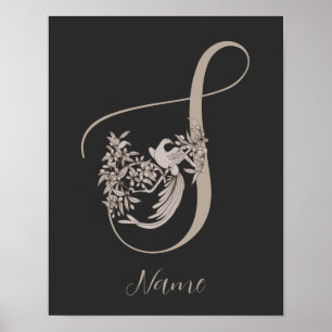 Dove Elegant Monogram Initiaal S Gepersonaliseerd Poster