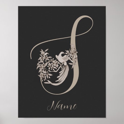 Dove Elegant Monogram Initiaal S Gepersonaliseerd Poster (Voorkant)