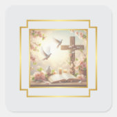 Dove en Cross Envelope Sluiting Afdichtingen Vierkante Sticker (Voorkant)