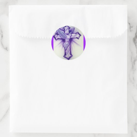 Dove en Cross Ronde Sticker (Tas)