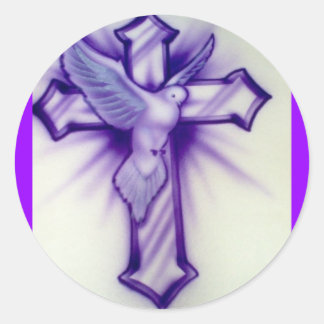 Dove en Cross Ronde Sticker