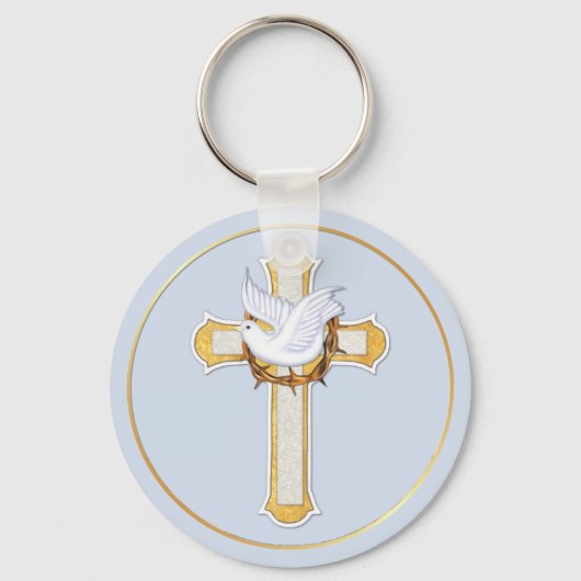 Dove en Cross Sleutelhanger (Voorkant)