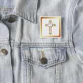 Dove en Cross Vierkante Button 5,1 Cm (In situ)