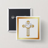 Dove en Cross Vierkante Button 5,1 Cm (Voorkant /achterkant)