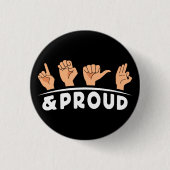 dove en trotse dove mensen vingerspelling teken ku ronde button 3,2 cm (Voorkant)