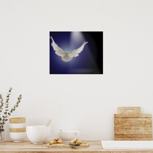 Dove flying through beam of light poster (Keuken)