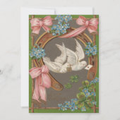 Dove Forget-Me-Not's Hoefijzer bruiloft uitnodigin Kaart (Voorkant)