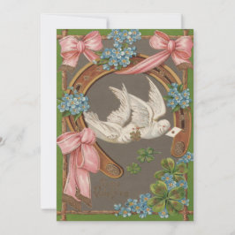 Dove Forget-Me-Not's Hoefijzer bruiloft uitnodigin Kaart