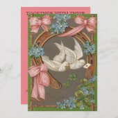 Dove Forget-Me-Not's Hoefijzer bruiloft uitnodigin Kaart (Voorkant / Achterkant)