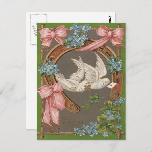 Dove Forget-Me-Nots Hoefijzer Vierbladige klaver Briefkaart (Voorkant / Achterkant)