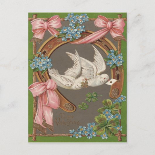 Dove Forget-Me-Nots Hoefijzer Vierbladige klaver Briefkaart (Voorkant)