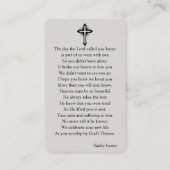 Dove Funeral Memorial Prayer Photo Card Visitekaartje (Achterkant)