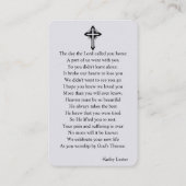 Dove Funeral Memorial Prayer Photo Card Visitekaartje (Achterkant)