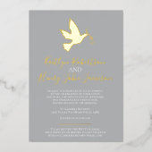 Dove Gold, eenvoudige bruiloft met foto Folie Uitnodiging (Voorkant)