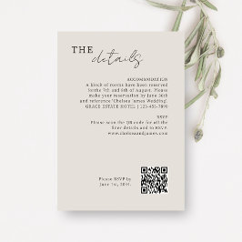 Dove Gray | Chic Minimal Wedding QR-code Informatiekaartje