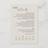 Dove Gray | Chic Minimalistische Wedding Details P Informatiekaartje (Voorkant)