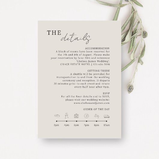 Dove Gray | Chic Minimalistische Wedding Details P Informatiekaartje