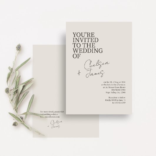 Dove Gray | Chic Script minimalistische bruiloft Kaart